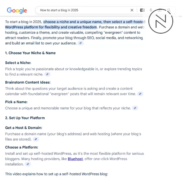 Example of Google AI Overviews