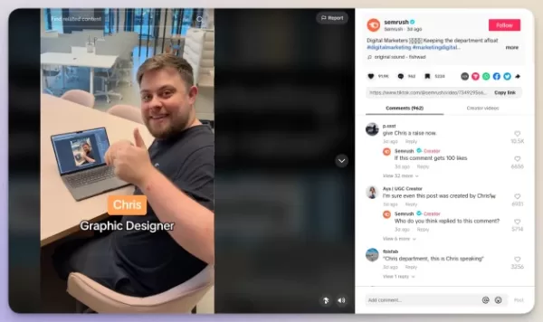 SEMRush is one of the success stories in TikTok marketing