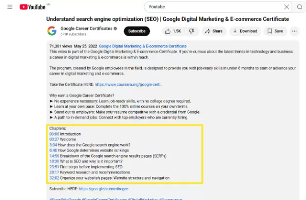 Improve user experience with YouTube timestamps (Source: Google Career Certificates)