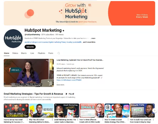Improve visibility with YouTube channel optimization(Source: HubSpot Marketing)