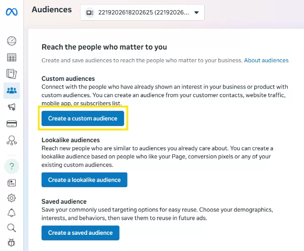 Building a custom audience inside Facebook ads manager