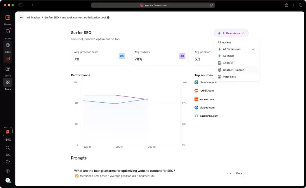 LLM-focused content insights powered by Surfer
