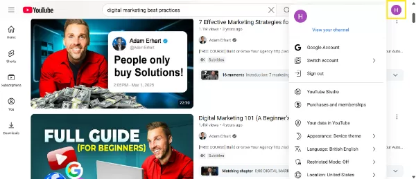 Ways to access your YouTube Analytics