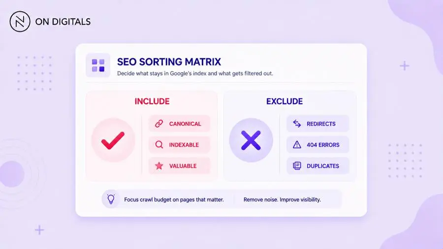 XML sitemap best practices for URL selection and exclusion