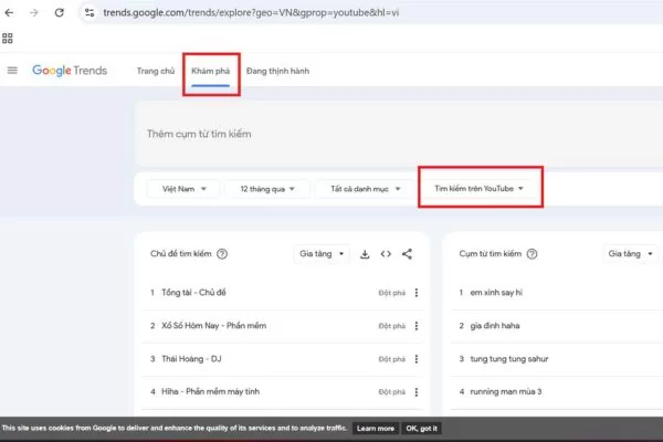 Choose YouTube Search to see real YouTube demand in Google Trends