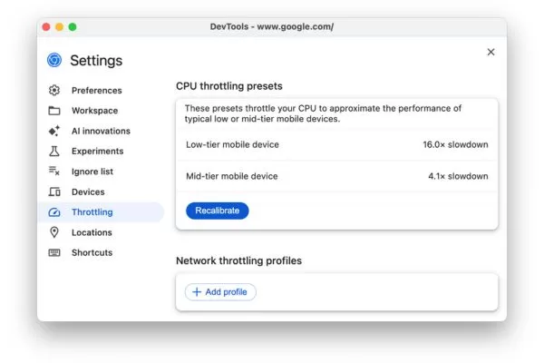 Test Core Web Vitals under real user device and network conditions