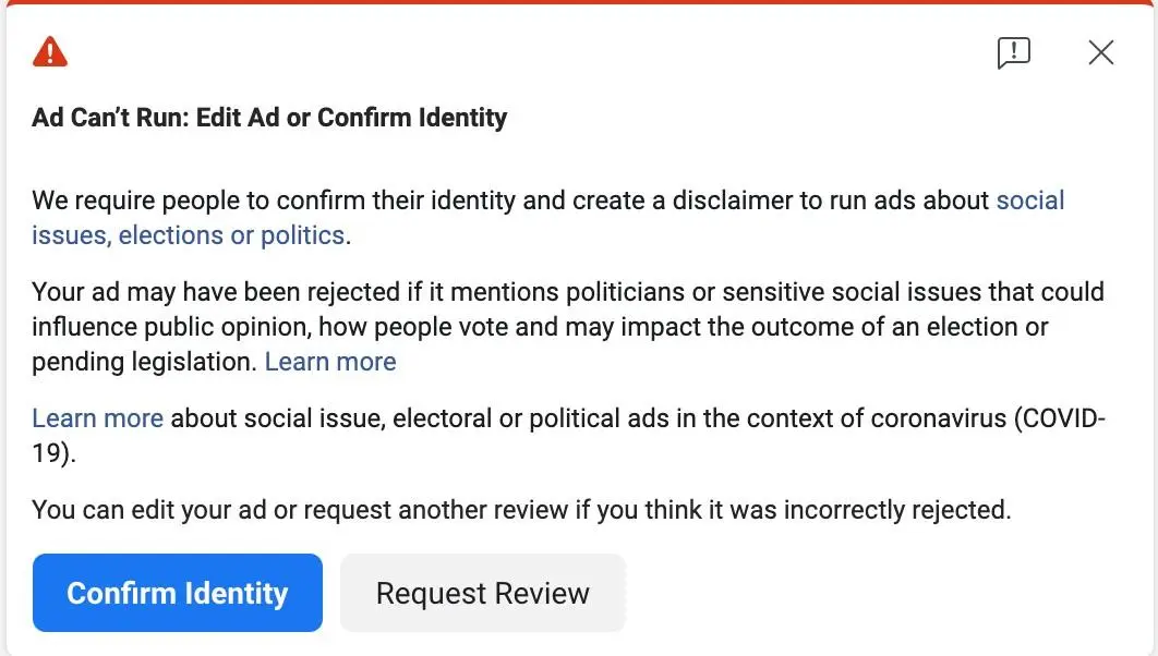 Facebook ads disapproved