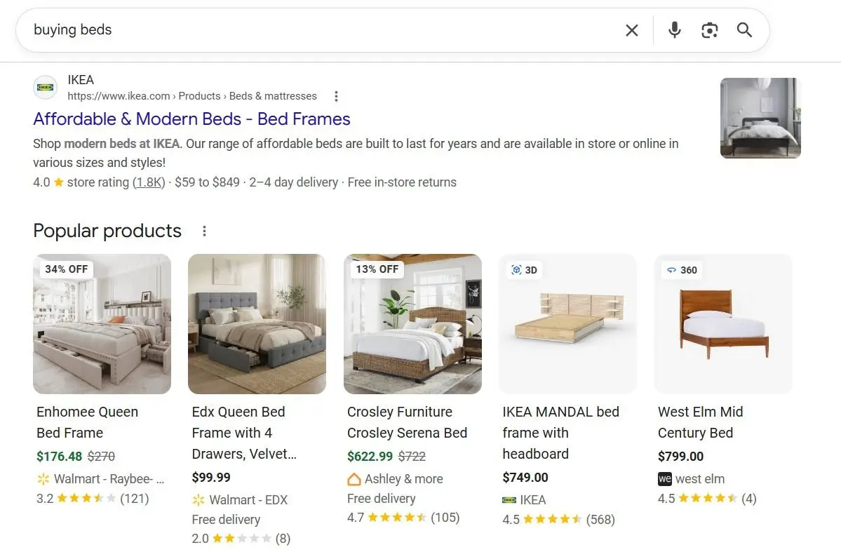 Google ads example