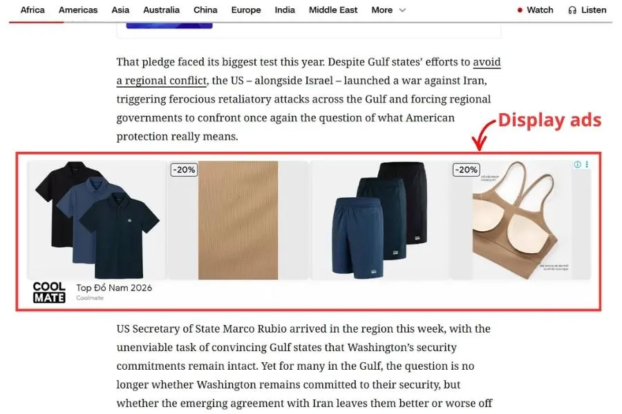 Display ads example
