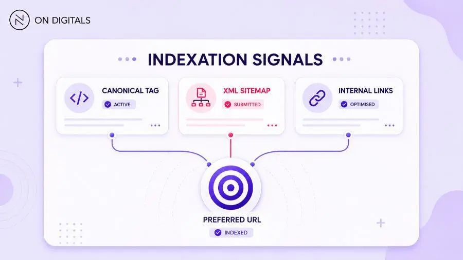 Aligning indexation signals including canonical tags XML sitemaps and internal links