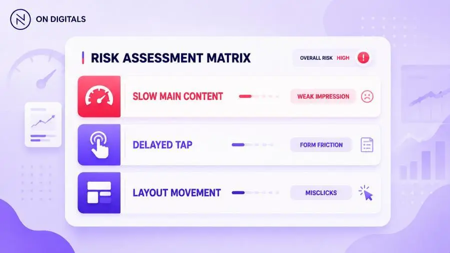 Connecting website speed issues like slow server response and layout shifts to business risks