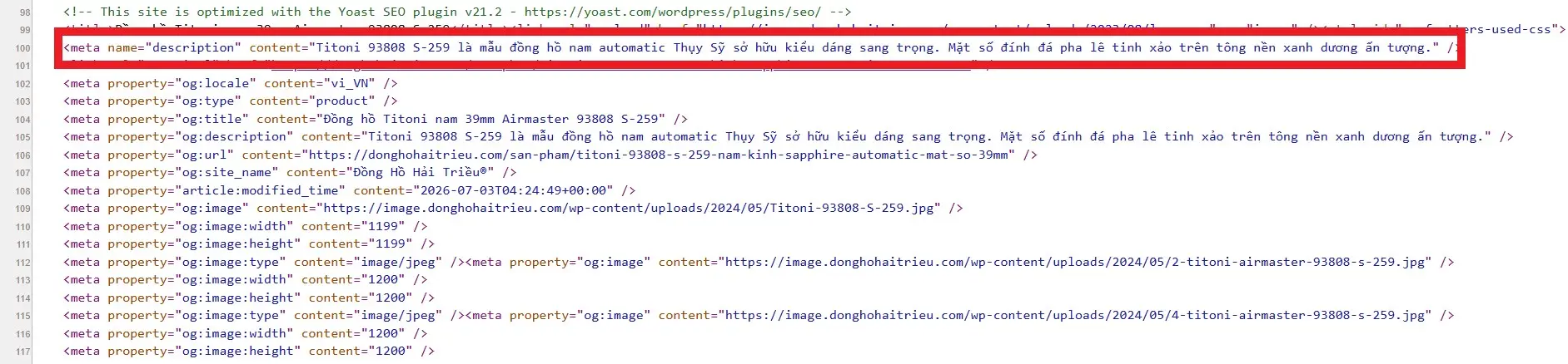 Ví dụ meta description cho trang sản phẩm